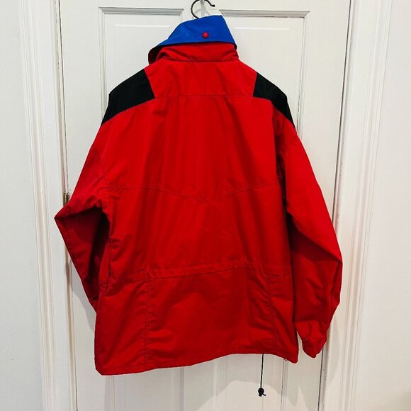 Vintage Colombia Pullover Anorak Jacket Coat  Men’s L Red Blue Kangaroo Pocket - Picture 2 of 16